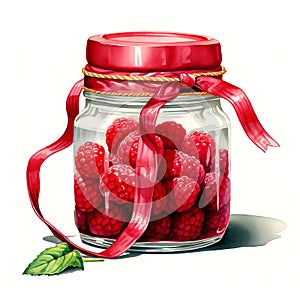 beautiful raspberry jam jar clipart illustration