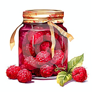 beautiful raspberry jam jar clipart illustration
