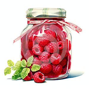 beautiful raspberry jam jar clipart illustration