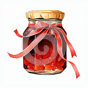 beautiful raspberry jam jar clipart illustration