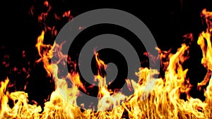 Beautiful Realistic Big Fire Seamless on Black Background. Looped Isolated Flame 3d Animation. 4k Ultra HD 3840x2160