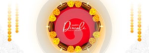 Beautiful realistic diwali diya banner celebration background