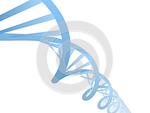 Beautiful realistic DNA blue colored double helix on white background