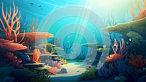 beautiful realistic nature background with underwater landscape with corals