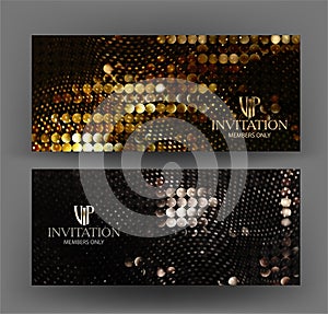 Beautiful realistic sparkling gold and silver VIP cards.