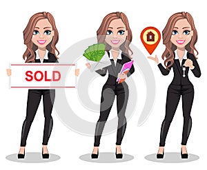 Beautiful realtor woman. A real estate agent
