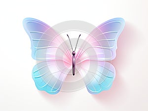 A beautiful red and blue butterfly on a white background. Generated by AI.