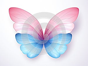 A beautiful red and blue butterfly on a white background. Generated by AI.