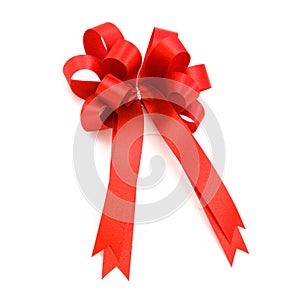 Beautiful red bow from satin ribbon