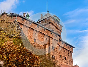 Beautiful red brick castle of Haut-Koenigsbourg in Alsace