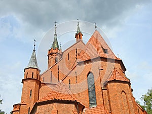 Beautiful red catholic church, Lithuania