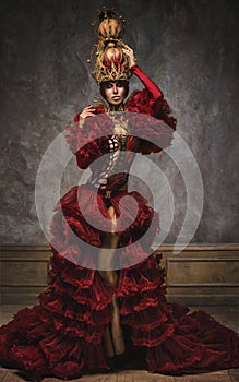 Beautiful red chess queen image woman