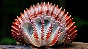 Beautiful Red Conch Shell With Intricate Foliage Patterns