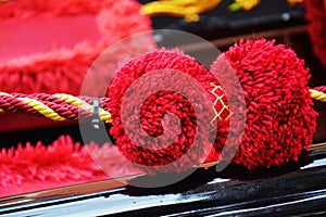 Beautiful red details of gondola, Venice, Italy