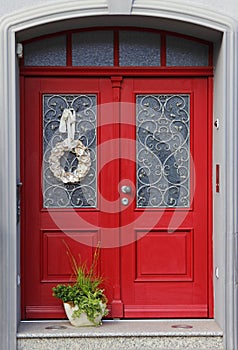 Beautiful red double entrance door