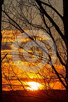 Beautiful red fiery sunset