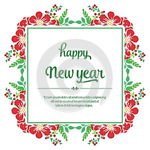 Beautiful red flower frame background, for element design of card happy new year. Vector