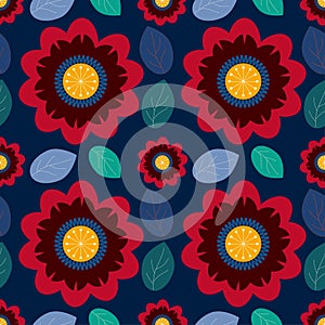 Beautiful red flower seamless pattern background