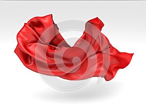 Beautiful red flowing fabric flying in the wind