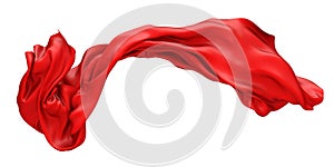 Beautiful red flowing fabric flying in the wind