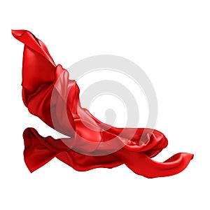 Beautiful red flowing fabric flying in the wind