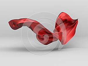 Beautiful red flowing fabric flying in the wind