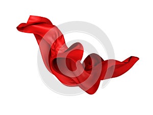 Beautiful red flowing fabric flying in the wind