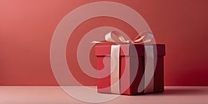 beautiful red gift box on a pastel red aestheti ai generated