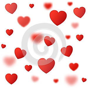 Beautiful red hearts background with transparent hearts â€“ vector