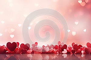 Beautiful red hearts bokeh background