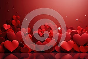 Beautiful red hearts bokeh background