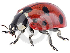 Beautiful red ladybug, isolated on transparent background.