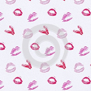 Beautiful red lips isolated on white. Qualitative trace of real lipstick texture