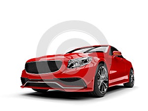 Beautiful red luxury modern convertible car - front closeup shot