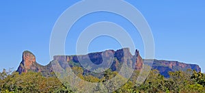 Beautiful red mountain landscape at Chapada Dos Guimaraes, the geographic center of South America, Mato Grosso, Brazil photo