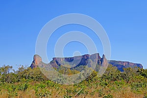 Beautiful red mountain landscape at Chapada Dos Guimaraes, the geographic center of South America, Mato Grosso, Brazil photo