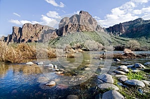 Beautiful red mountain and stream in Arizona