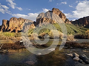 Beautiful red mountain and stream in Arizona