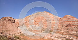 Beautiful red mountains of Khizi. Azerbaijan