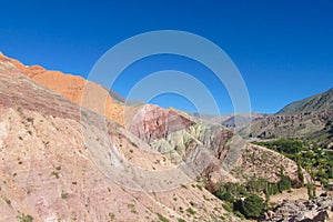 Beautiful red mountains in Quebrada de Humahuaca