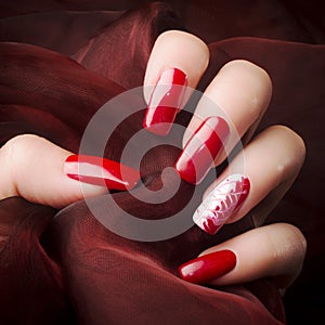 Beautiful red nails manicure