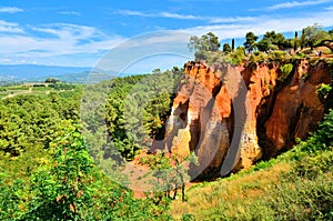 Red ocher cliffs near Rousillon, Provence, France photo