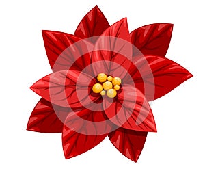 Beautiful red Poinsettia flower Christmas decoration christmas ornament illustration isolated on white background