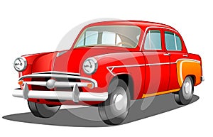 Beautiful red retro car on white background