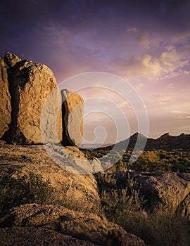 Beautiful red rock boulders overlooking north Scottsdale area in Arizona,USA photo