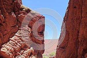 Beautiful red rock canyon in Quebrada de las conchas