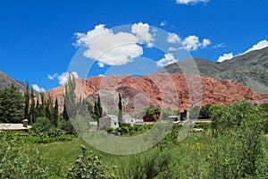 Beautiful red rock mountain near Purmamarca village, Argentina