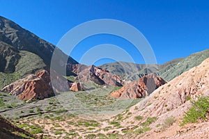 Beautiful red rock mountain near Purmamarca village, Argentina