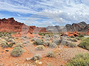 Beautiful red rocky mountains, in Valley of Fire State Park. Nevada. USA. photo