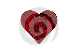 Heart with red roses isolated on a white background. photo